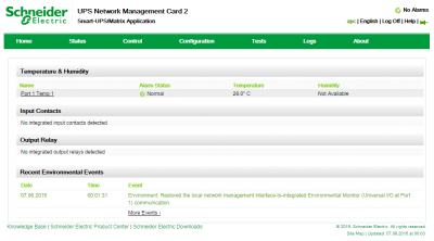 AP9631 Management-Karte Bildschirmfoto